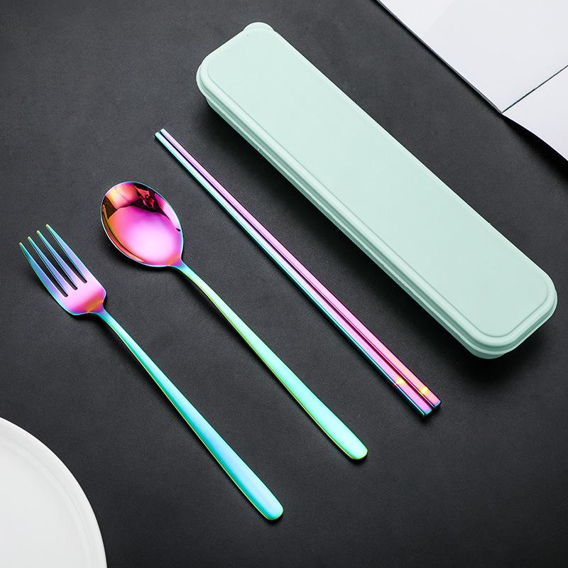 Korean Style Stainless Steel Cutlery Gift Set - Knife, Fork, Spoon, Straw