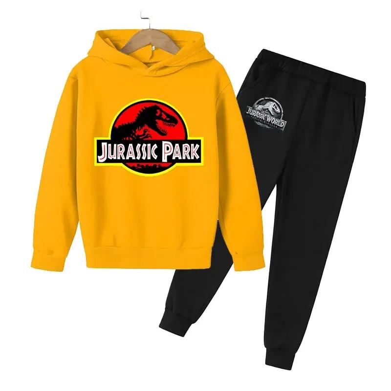 Jurassic Park Pattern Printed Children's Hoodie+Pants Casual Children's Set