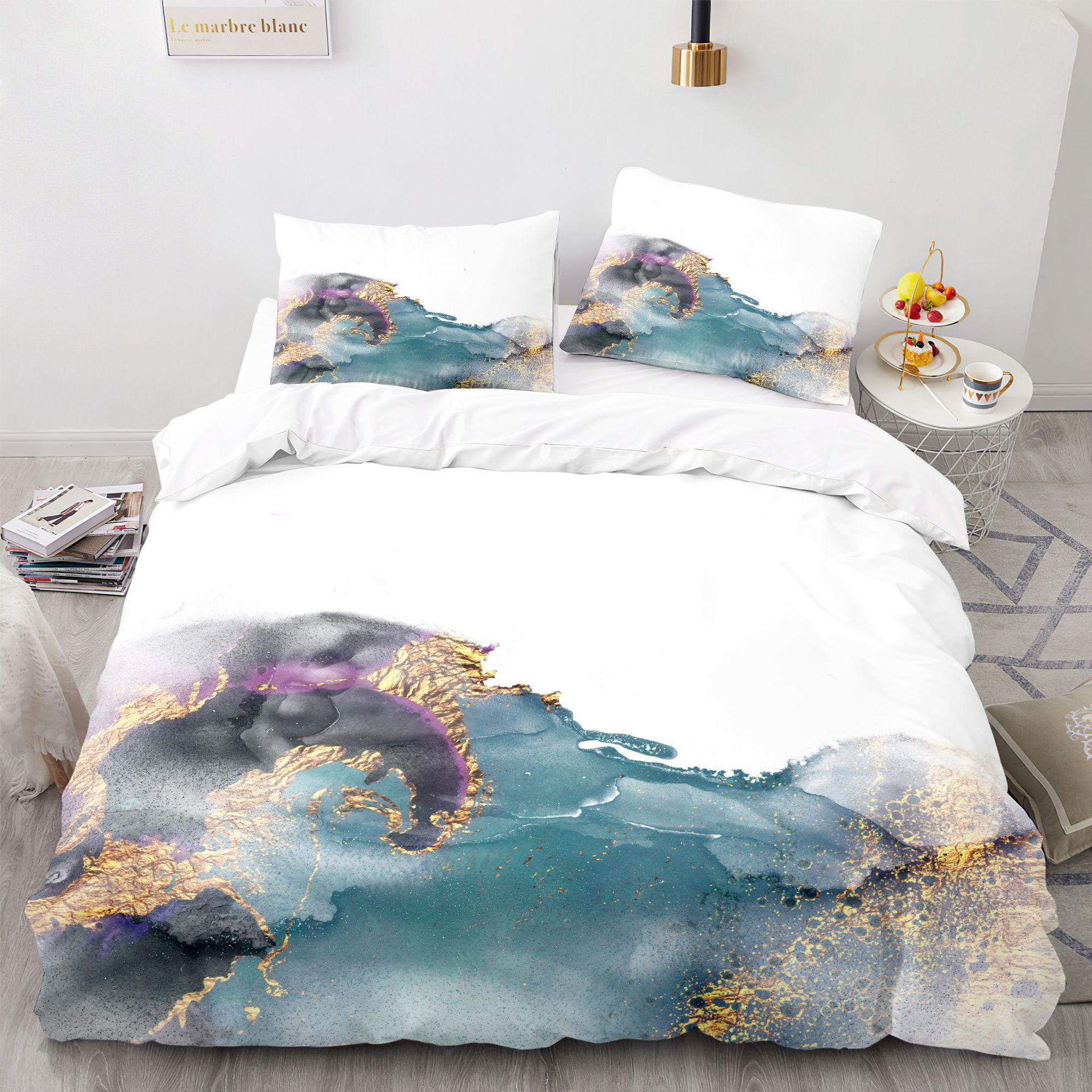 

Мраморный пододеяльник, комплект из микрофибры, зеленый, черный, золотой, абстрактный узор, пододеяльник для девочки, женщины, двуспальный, размер Queen, размер King, одеяло, покрывало EU single(135x200cm)