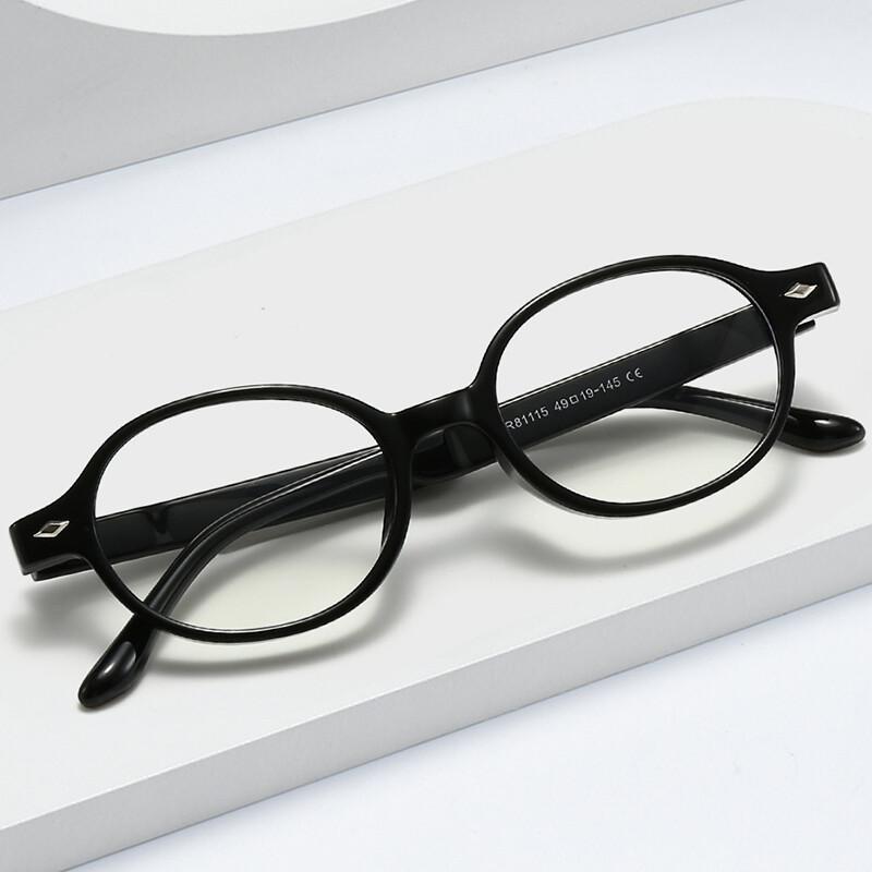 Light Frame Anti Blue Glasses Fashion Small Oval Reading Glasses Men Korean Popular Optical Eyeglasse Women'S Black Glasses