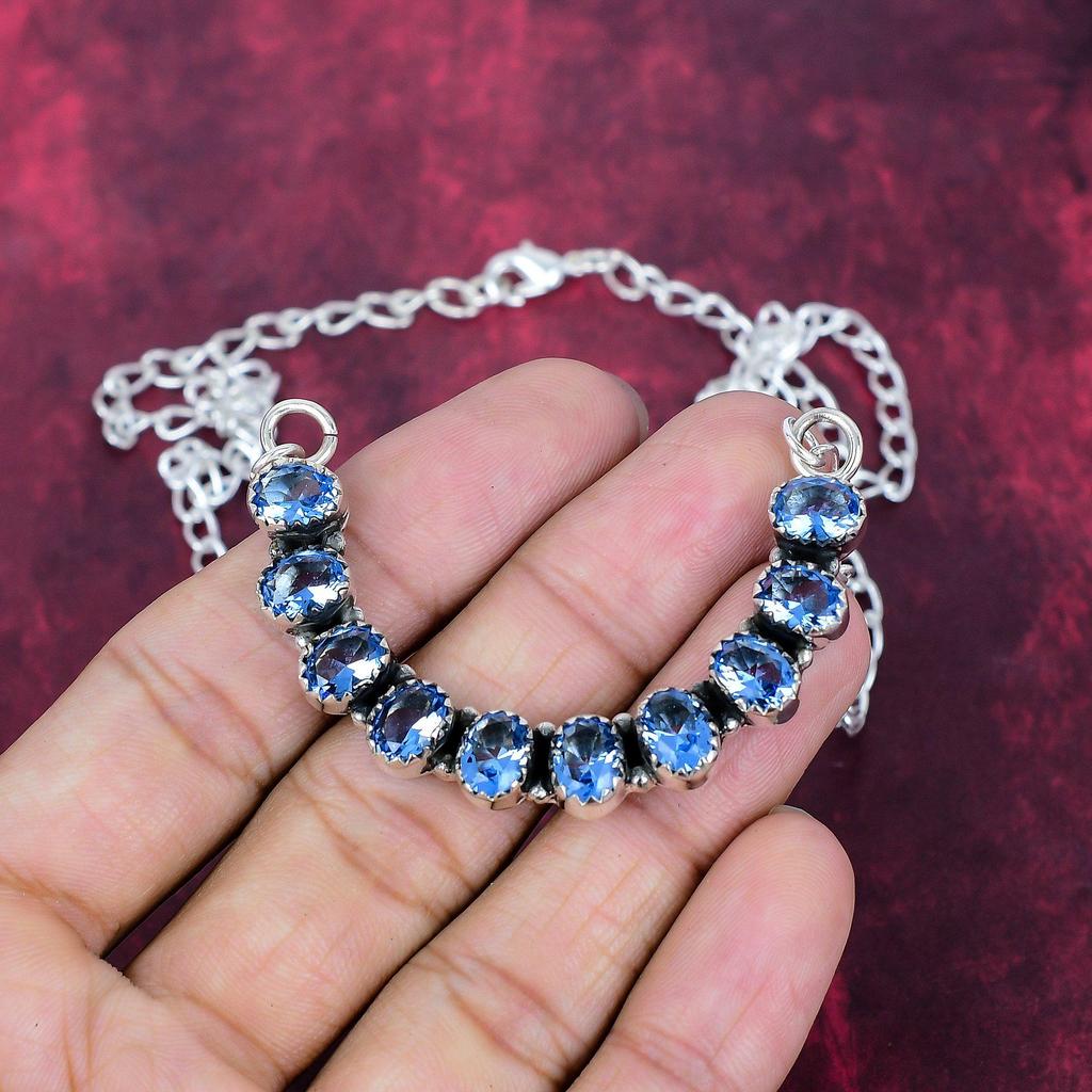 Tanzanite Handmade Gemstone Necklace, 925 Solid Sterling Silver Necklace Jewelry, For Thanksgiving