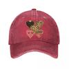 Gold Leopard Striped Heart Wall Decor Washed Baseball Cap Outdoor For Womens Unisex FeUnisex