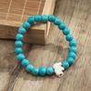 8MM Round Gemstones Bracelet With Turquoise Accent And Elephant Charm Perfect For Adding A Natural Touch To Outfits
