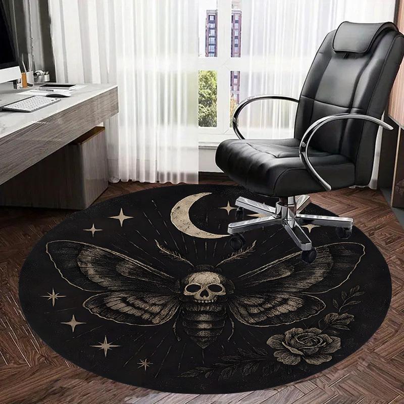 1pc Multi Surface Chair Mats "Mystical Moth with Skull" Perfect for Decorating Office Chairs, Living Rooms, Or Bedrooms.dt080