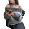 Damen Rippstrick One-Shoulder Pullover im Koreanischen Stil mit Cut-Outs für Herbst/Winter 2026
