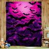Gothic Bat Pattern Flannel Throw Blanket Soft Lightweight Bed Sofa Cover, Purple Neon Halloween Decor Breathable Warm Fleece Blanket for Home Gift