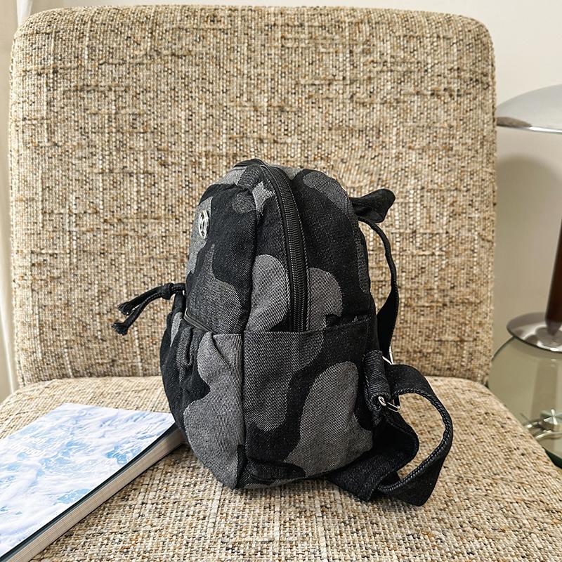 Denim Camouflage Mini Backpack Casual Fashion Women's Small Rucksack Everyday Travel Bag