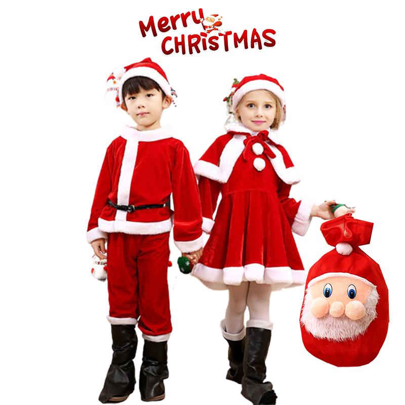 Santa Boys Girls Claus Cosplay Costume Christmas Clothes Kids Outfit Xmas Party