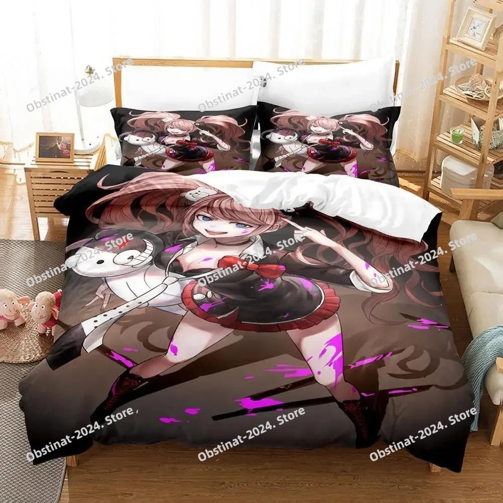 Fashion Anime Danganronpa Bedding Set Printed Bed Set Duvet Cover Sheet Pillowcase Bed Soft Quilt Cover Full Queen King Size