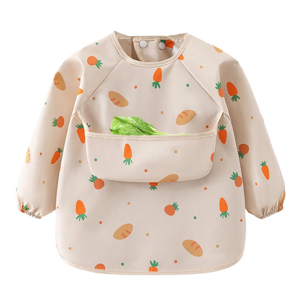 Long Sleeve Apron Waterproof  Baby Smock Bib Soft Sleeved Adjustable Weaning Smock Full Sleeve Toddler Eating Shirt Bibs