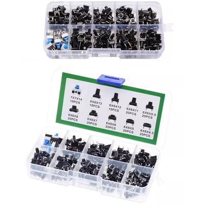 180 STÜCKE 10 Typ 6*6 Licht Mikro Taster Set Druckknopfschalter Kit Sortimentsset DIY Werkzeug Zubehör 6x6 Tasten Takt EIN/AUS
