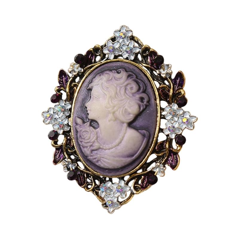 

Dateless Lady Portrait Brooch Vintage Inspired Design In Gilded Alloy Fashion Pin Accessories For Dress Decoration