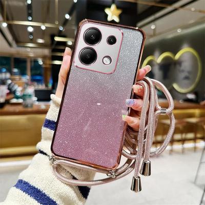 Custodia con Laccetto e Collana a Tracolla con Glitter Gradiente Note13 Per Xiaomi Redmi Note 13 12 Pro Plus 11 10 9 8 Pro 12S 11S 10S 9S Cover