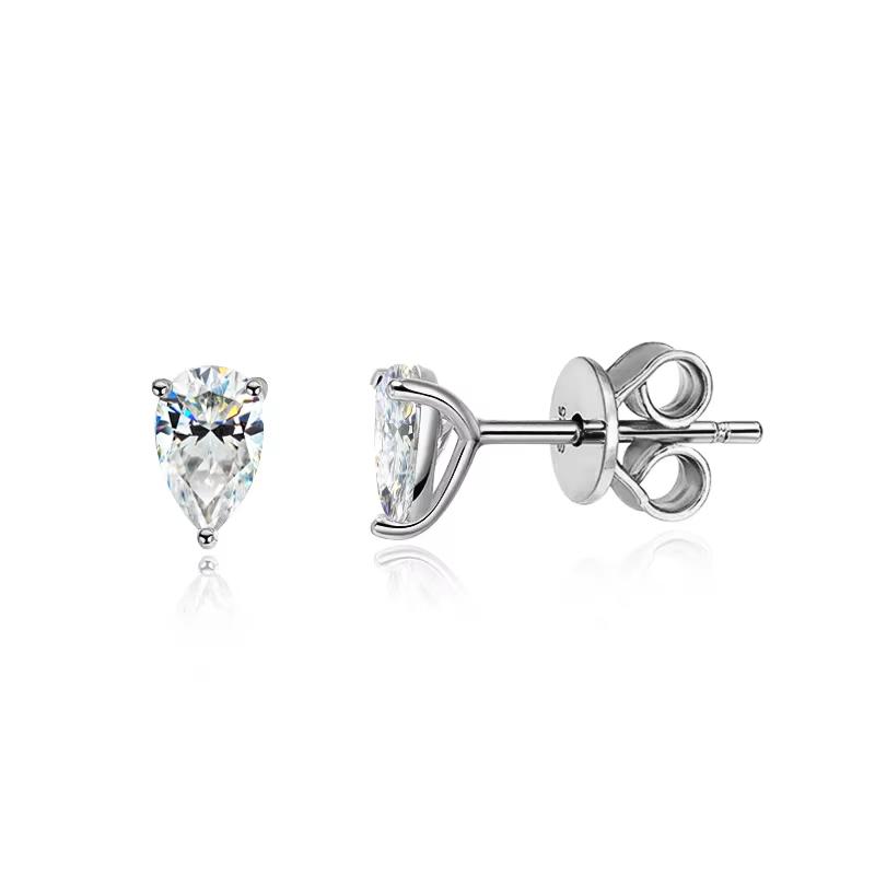 Smyoue 0.5CT 1CT Pear Cut Certified Moissanite Stud Earrings for Women 100% 925 Silver Plated 18k Gold Wedding Jewelry