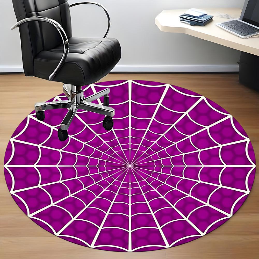 1pc Spider Web Office Round Area Rug, Indoor Mat Suitable ForOffice, Under Office Chairs Bedroom Living Room Home Decor, Room Decot077