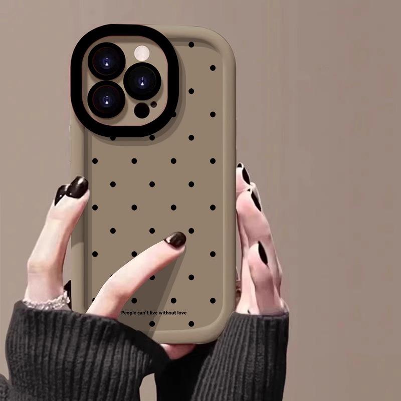 Full Screen Polka Dots Suitable for Apple 15promax Mobile Phone Case Painted IPhone 14pro Skin Feeling Puffs 13 16
