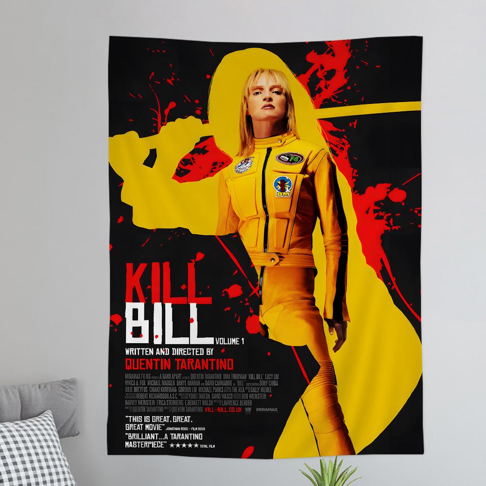 Classic Movie KKill BBill Anime Tapestry Hanging Tarot Hippie Wall Rugs Dorm Wall Hanging Sheets