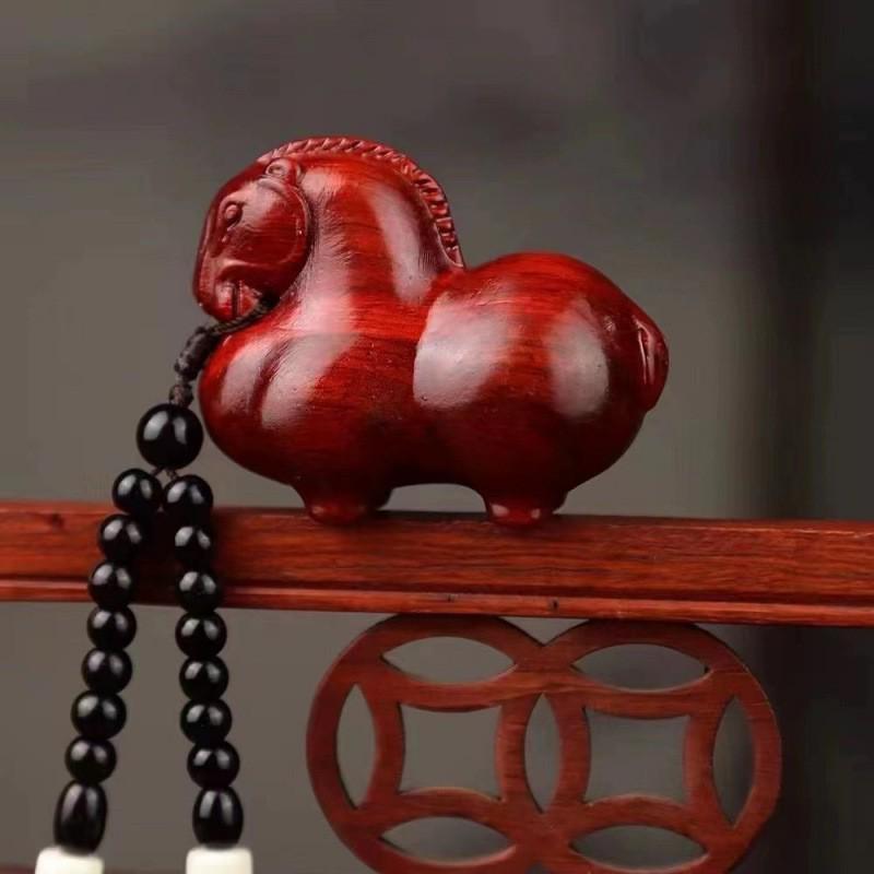 Rosenholz Pixiu Reichtumsanhänger - Nashornhorn-Design