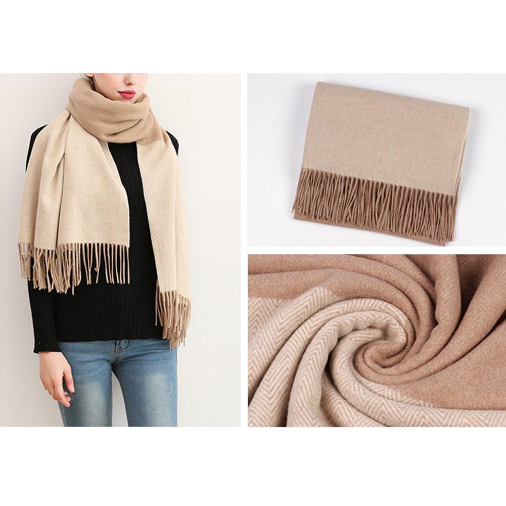 Unisex Fashion Faux Cashmere Shawl Color Matching Scarf Cape with Tassels Warm Pashmina Gift