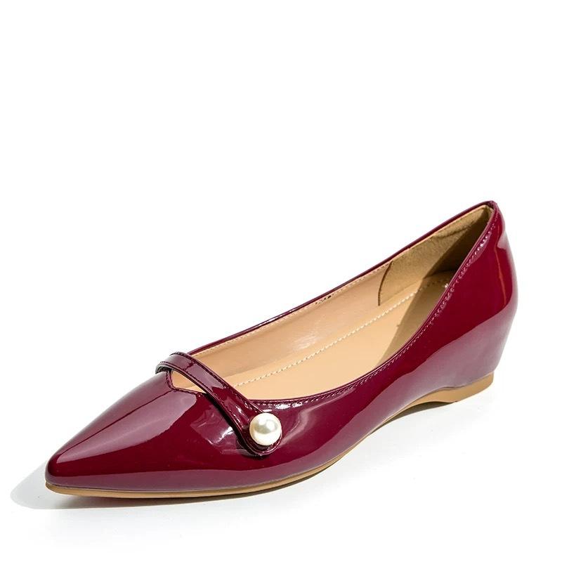 

Внутреннее увеличение высоты на 5 см, туфли-лодочки с острым носком и неглубоким вырезом, женские 2025, новые французские туфли-лодочки, женские из мягкой кожи на мягкой подошве, вечерние туфли 41 красный