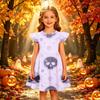 Kids Casual Halloween Printed Sleeve Dress for Party and Daily Wear