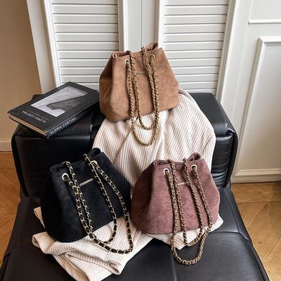 2025 Fashion Suede Retro Shoulder Bag - Versatile Autumn/Winter Chain Underarm Bucket Bag