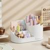 1pc Rotating Makeup Organizer, Vanity Tray for Brushes/Lipsticks | Compact Design, White & 4 Colors, Ideal for Desk Storage