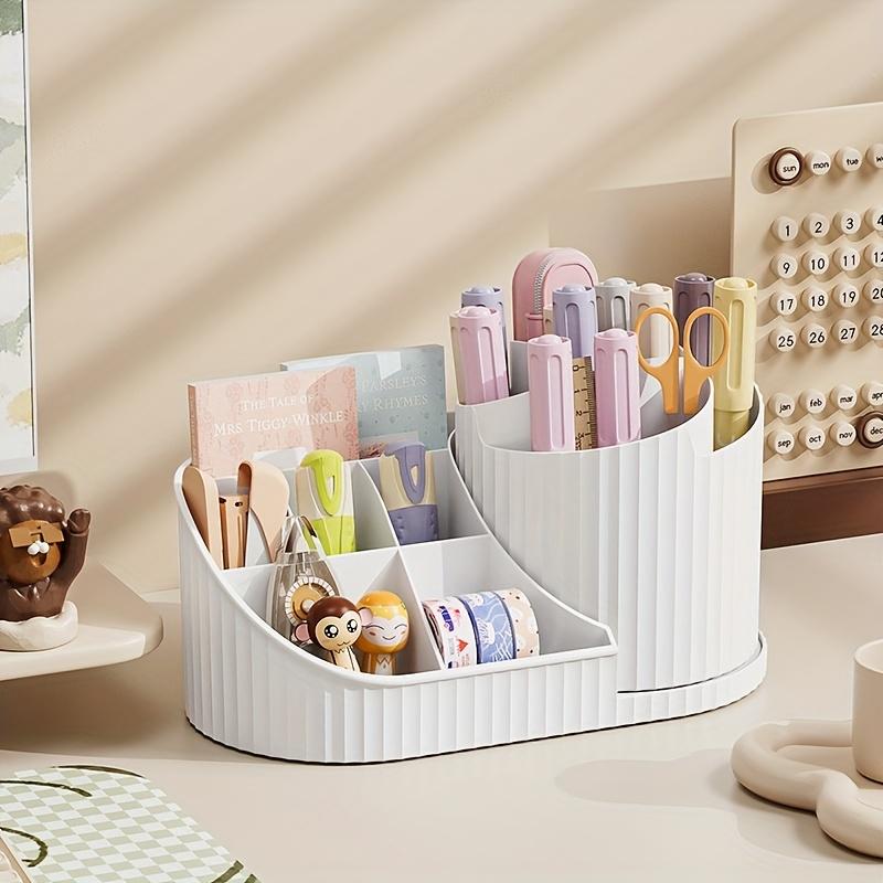 1pc Rotating Makeup Organizer, Vanity Tray for Brushes/Lipsticks | Compact Design, White & 4 Colors, Ideal for Desk Storage