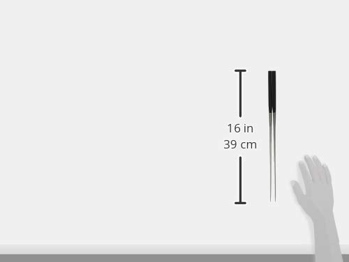 Honyaki Stainless Steel Black Plywood Serving Chopsticks with Hexagonal Handle, 240mm