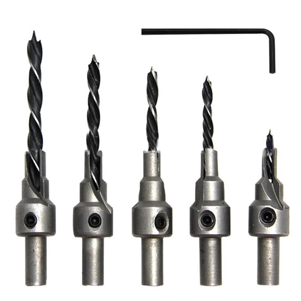 Set of 5 Three Pointed Woodworking Counterbore Drill Bits 36mm Screw Chamfering for Clean and Precise Woodworking Holes