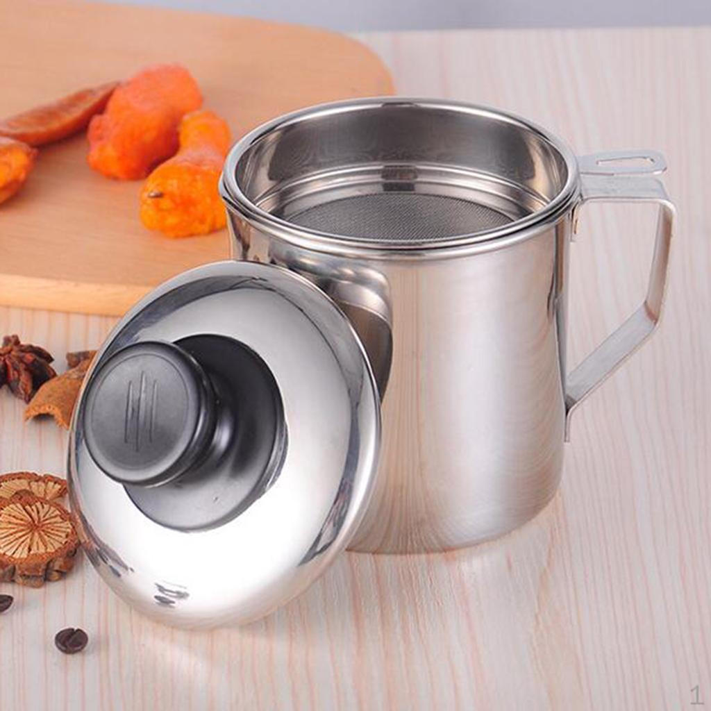 Container Frying Oil Storage Stainless Steel Kitchen Tools 10cm