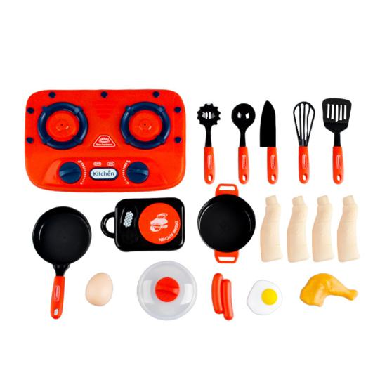 

1 Набор Мини Кухня Игровой Набор для Готовки Регулируемая Ручка Плита со Звуком Светом Посуда Аксессуары Малыши Дети Шеф-повар Притворись красный