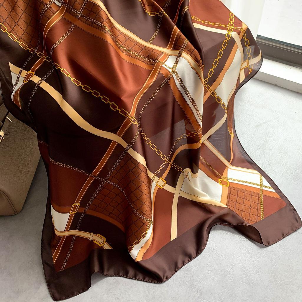 High-quality Luxurious Silk Scarves Headband Scarfs Neck Scarf For Women Chain Silk Scarf Women's Decorative Shawl