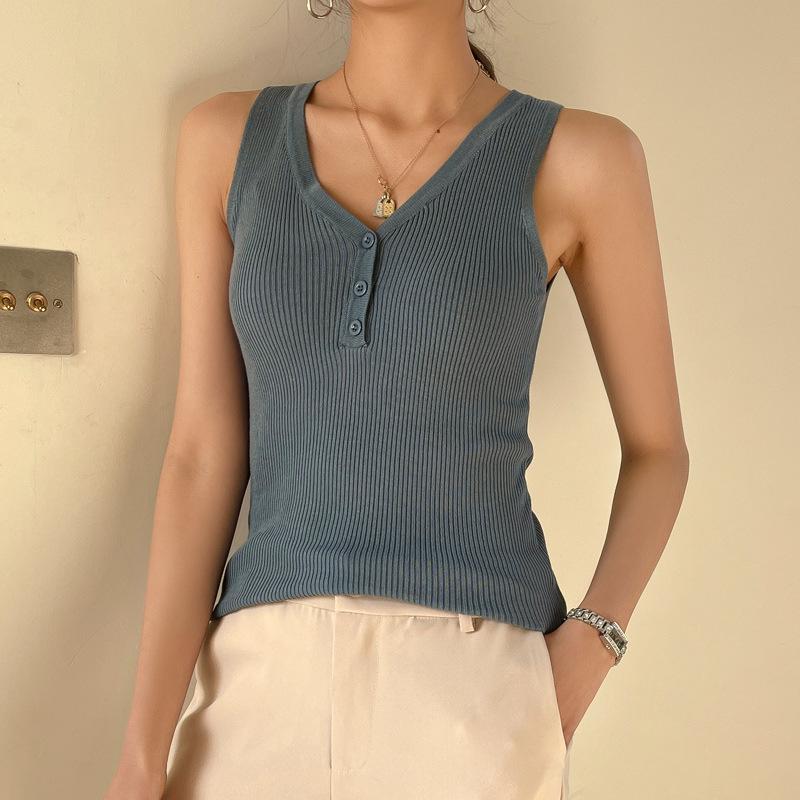 

Женская облегающая трикотажная майка на бретелях с V-образным вырезом, без рукавов One Size