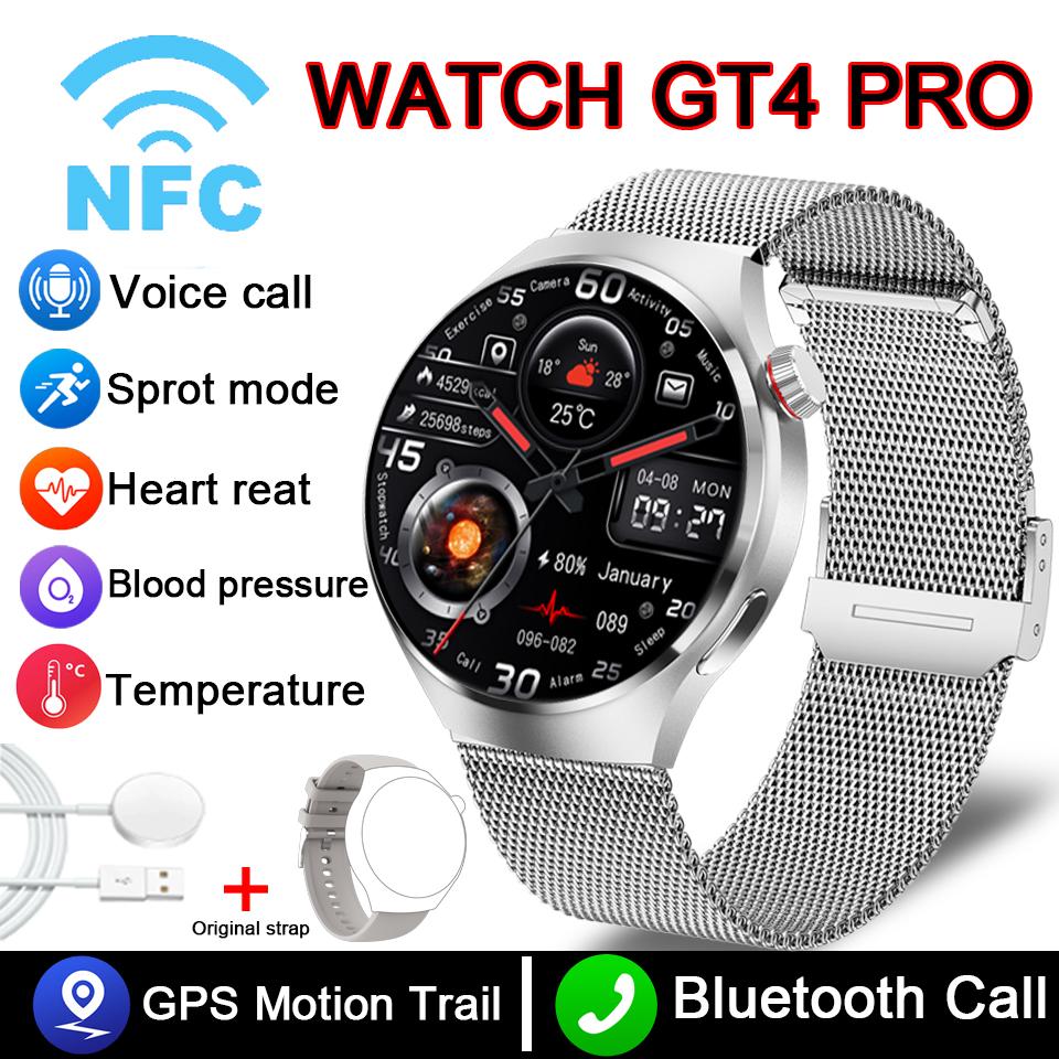 100% Original Packing For Men Smart Watch 4 AMOLED HD Screen Bluetooth Call Heart Rate Professional Waterproof SmartWatch 2025