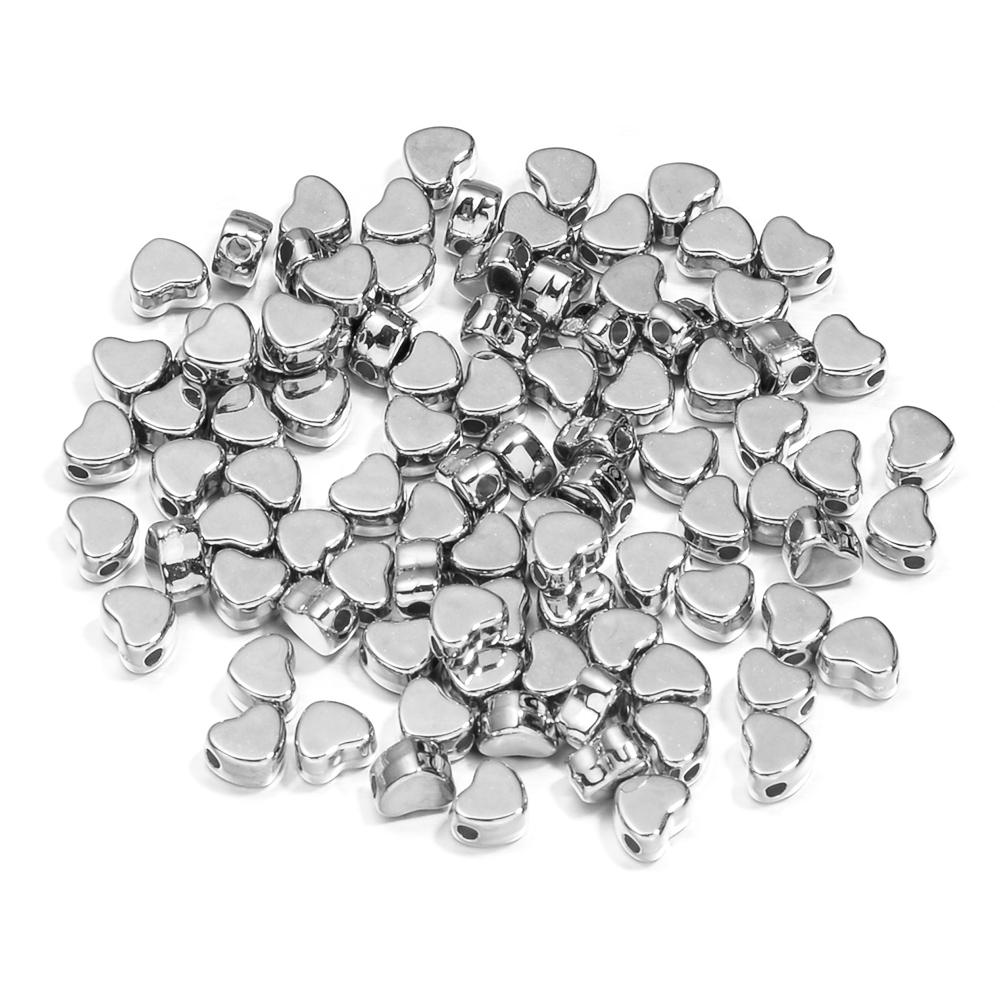 

100pcs/lot CCB Heart Beads Horizontal Hole Love Heart Loose Spacer Beads For DIY Jewelry Making Bracelets Necklace Accessories 6X6.5mm100pcs