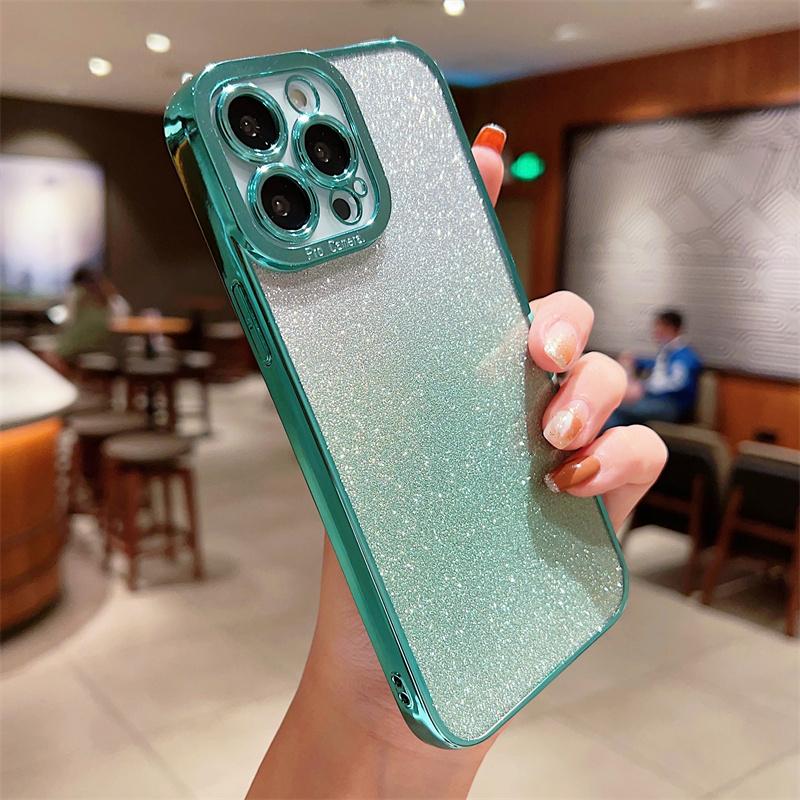 Gradient Glitter Electroplated Clear Phone Case For iPhone 14 13 12 11 Pro Max 7 8 Plus SE  Mini Soft Cover