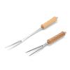 Twin-Tip Cooking Fork Wooden Handle Barbecue Fork with Storage Hanger for Home Cooking, Serving, and Barbecue Use