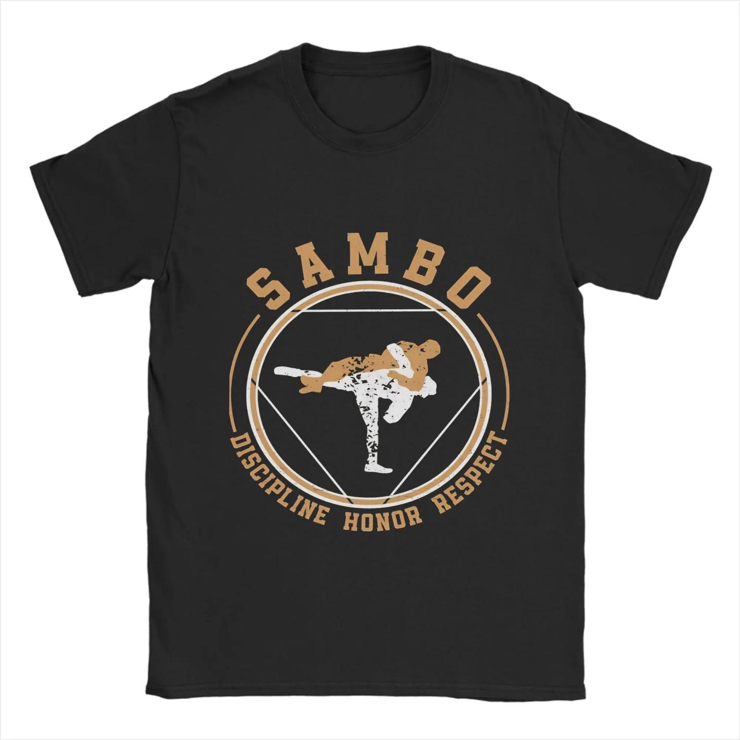 

Летняя футболка в стиле Харадзюку Sambo Хип-хоп футболки Хлопковая футболка для мужчин Классический дизайн Y2K Одежда с коротким рукавом S чёрный