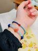 Natural Lapis Lazuli & Nanhong Single-Circle Emperor Sand Bead Bracelet with Aquamarine - Women's High-End Retro Style