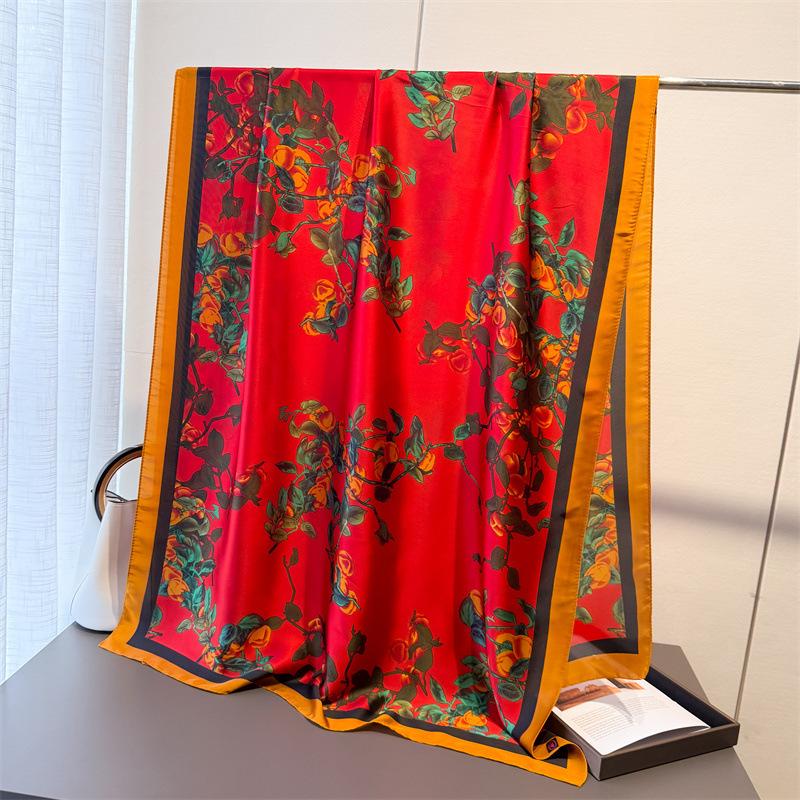 Écharpes Vertes Bufandas Foulard en Soie Femme Châle Mode Hijab Élégant Femmes Luxe Foulard Écharpe Châles de Plage Bandana