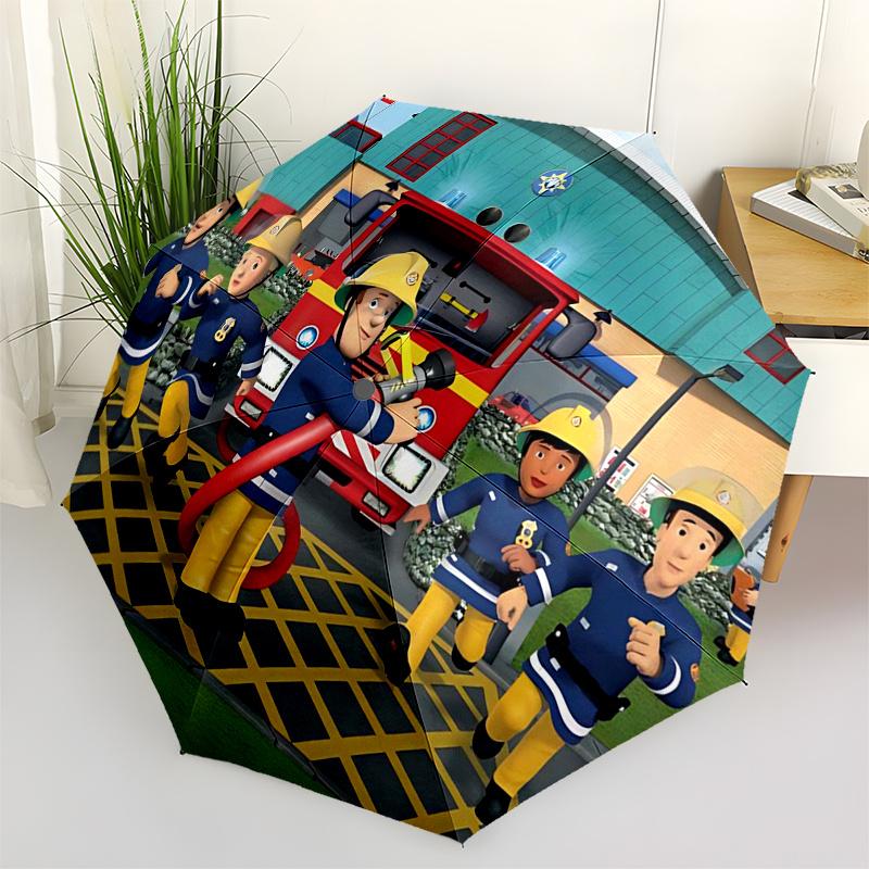 

Fireman Fire trucks Themed Travel Umbrella-8 Ribs Automatic Opening and Closing, Portable Folding Design, Compact and Stylish Umbrella Suita