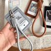 New PU Leather Photcard Holders Keychain with Lanyard ID Card Case 1 Inch Card Display Photo Frame Pendant Bag Decoration