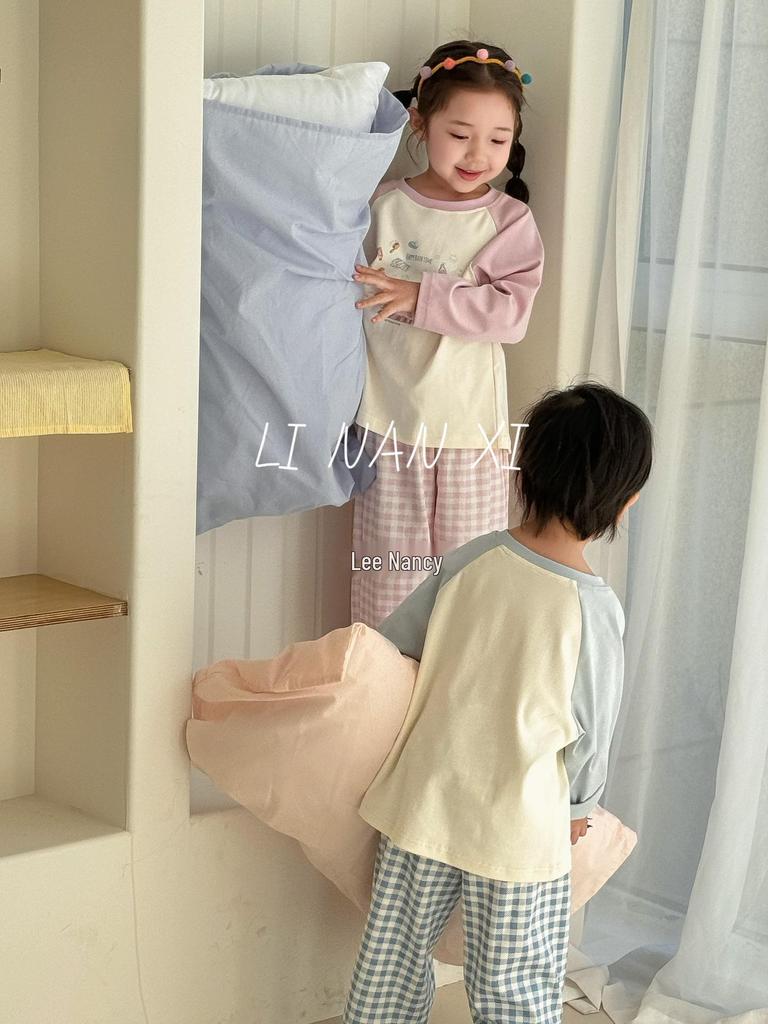 Children's Cartoon Raglan Sleeve Pajama Set - Spring 2025