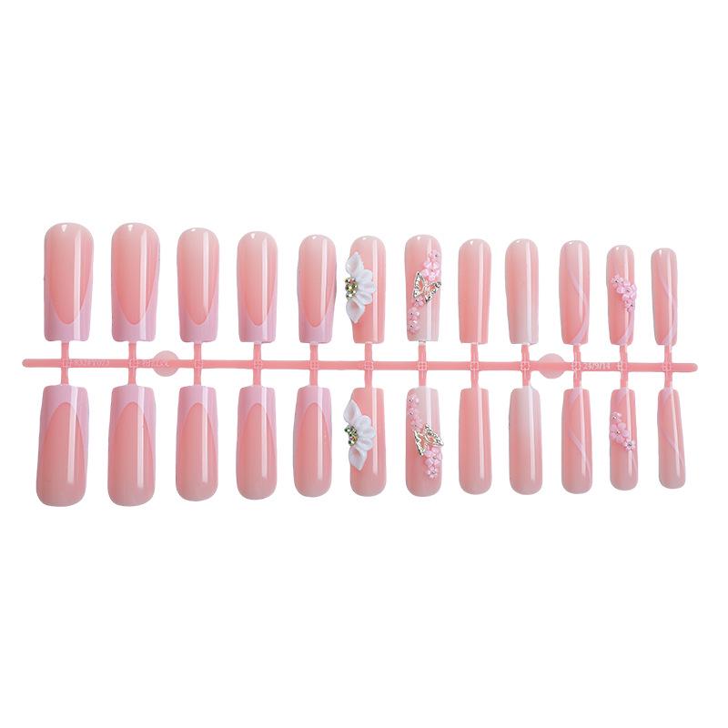 

Накладные ногти Стилет Бабочка с цветочным инкрустированным бриллиантом - 24 штуки