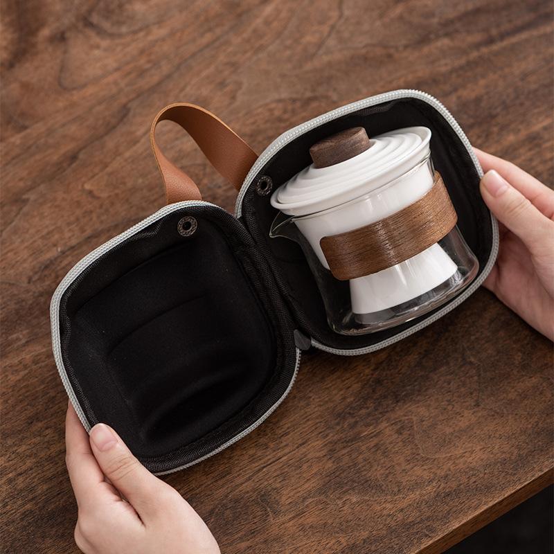 Suet Jade Porcelain High-end Express Cup One Pot Three Cups Portable Travel Tea Set Enterprise Company Business Gift