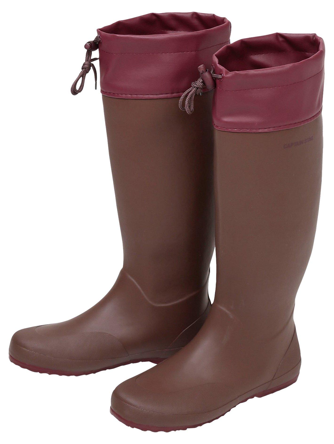 

Captain Stag Rubber Boots, Soft Type, with Storage Case, Brown, Size M
