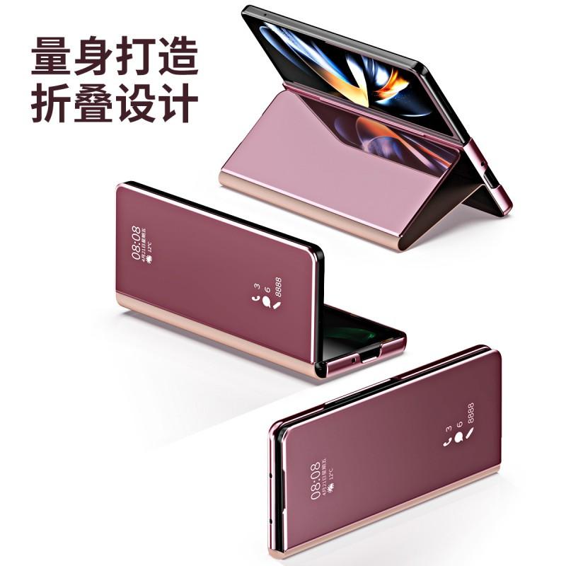 Galaxy Z Fold6 Flip Case With Stand Mirror Finish Full Coverage PC Cover Black Gold Purple Blue Rose