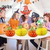 Leichtes Papier-Mittelstück 3D Wabenmuster Kürbisgelb Orange Dekoration Tisch für Halloween Thanksgiving Party Hellfarbige Deko