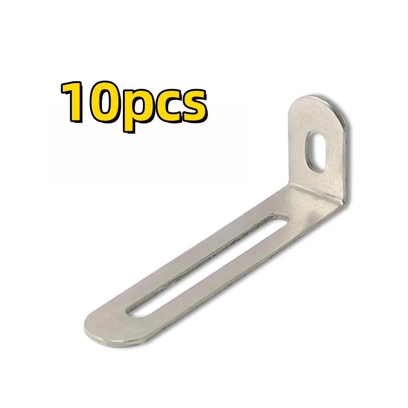 10pcs L-Shaped Adjustable Angle Brackets Black & Silver Furniture Anti-Tilt Bookshelf Hardware Accessories